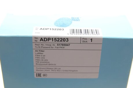 Воздушный фильтр blue Print ADP152203