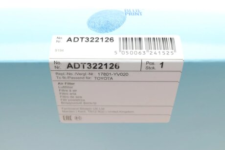 Воздушный фильтр blue Print ADT322126