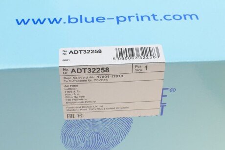 Воздушный фильтр blue Print ADT32258