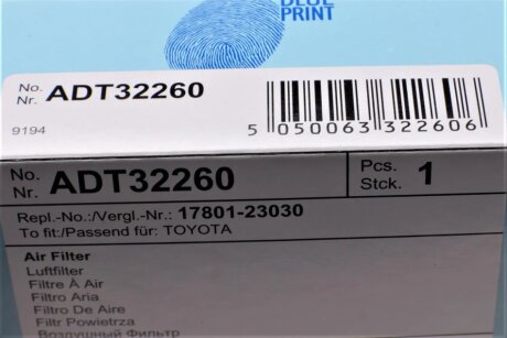 Воздушный фильтр blue Print ADT32260