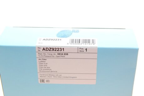 Воздушный фильтр blue Print ADZ92231