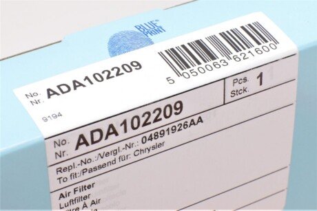 Воздушный фильтр двигателя blue Print ADA102209