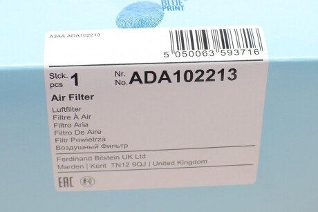 Воздушный фильтр двигателя blue Print ADA102213