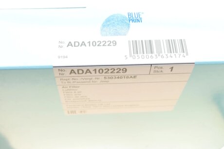 Воздушный фильтр двигателя blue Print ADA102229