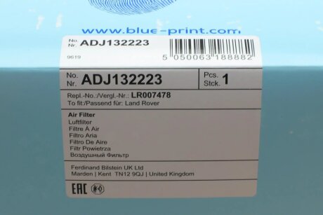 Повітряний фільтр двигуна blue Print ADJ132223