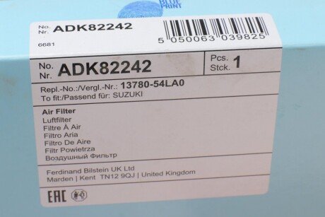 Воздушный фильтр двигателя blue Print ADK82242