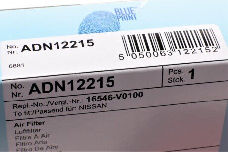 Воздушный фильтр двигателя blue Print ADN12215