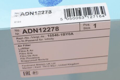 Воздушный фильтр двигателя blue Print ADN12278