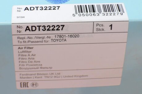 Воздушный фильтр двигателя blue Print ADT32227