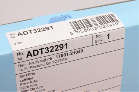 Воздушный фильтр двигателя blue Print ADT32291