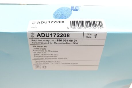 Воздушный фильтр двигателя blue Print ADU172208