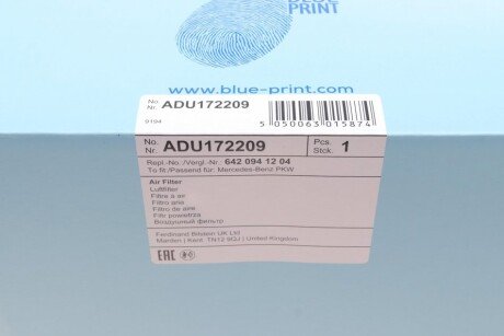 Повітряний фільтр двигуна blue Print ADU172209