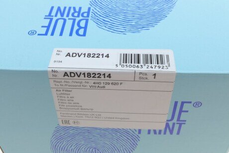 Воздушный фильтр двигателя blue Print ADV182214