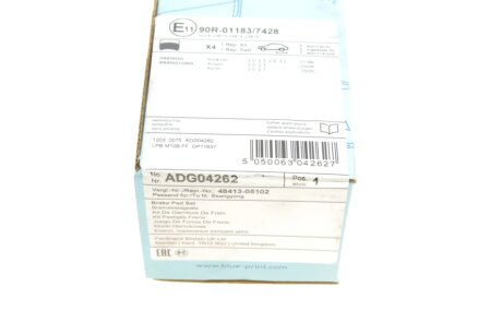 Задние тормозные колодки blue Print ADG04262