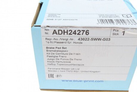 Задние тормозные колодки blue Print ADH24276