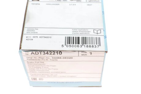 Задні тормозні (гальмівні) колодки blue Print ADT342210