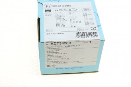 Задние тормозные колодки blue Print ADT34280