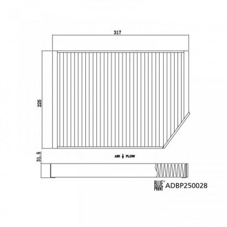 Змінний фільтруючий елемент повітряного фільтра салону blue Print ADBP250028
