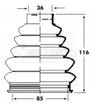 Пильник привiдного валу к-т висота 116mm, шарнiра 85mm, d етр валу 36mm BORG & BECK BCB2360 Ситроен С3 пикассо