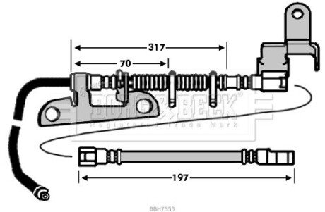 Шланг тормозной задний borg & beck BBH7553