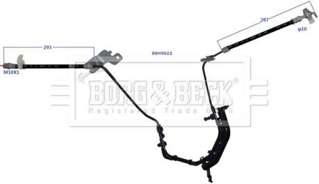 Шланг гальмівний задній borg & beck BBH9022 на Пежо Експерт