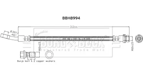 Тормозной шланг BORG & BECK BBH8994 Форд Focus