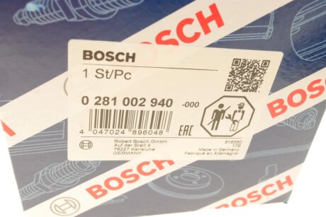 Вимірювач маси повітря bosch 0281002940
