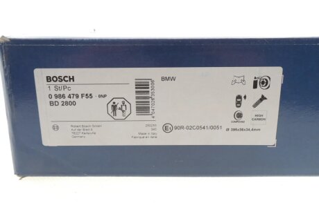 Гальмівний диск BMW 5/7/X5/X6 \'\'FR M-Perfomance d395mm \'\'16>> bosch 0986479F55