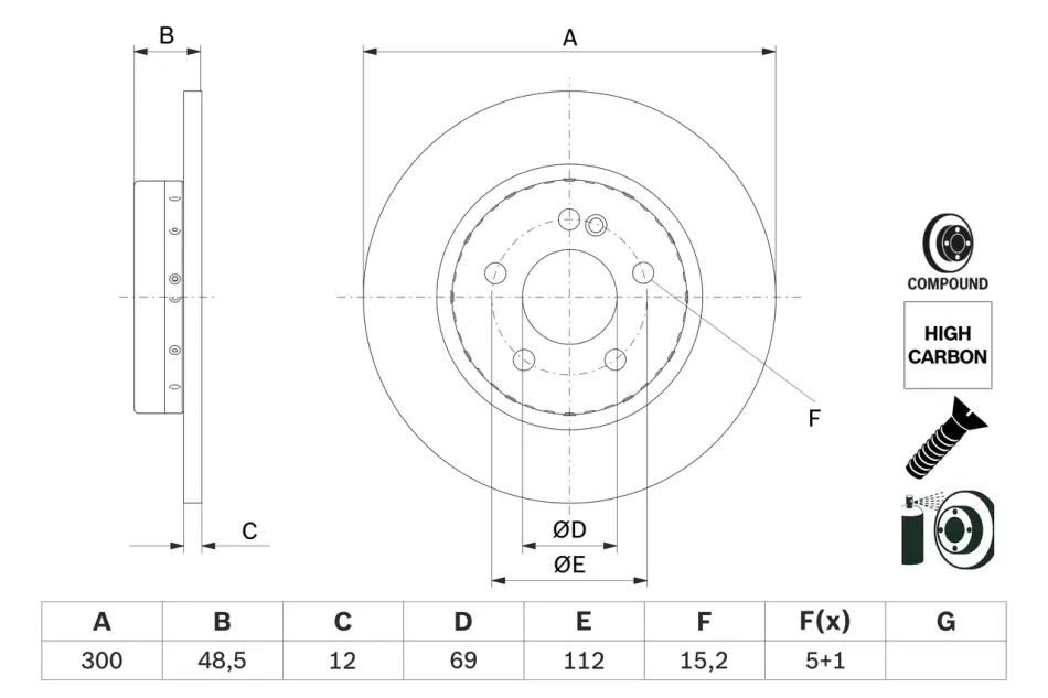 Задний тормозной диск bosch 0986479H49