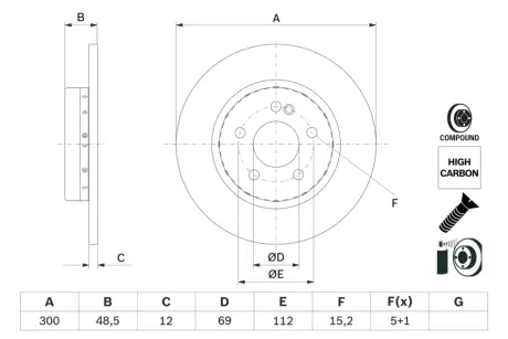 Задній гальмівний (тормозний) диск Bosch 0986479H49
