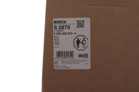 S0870 MAN Фільтр вторинного повітря MERCEDES-BENZ bosch F026400870