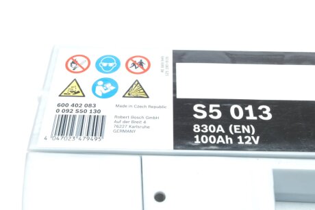Аккумулятор (акб) 100ah (ампер) bosch 0092S50130