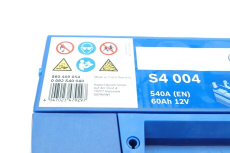 Аккумулятор (акб) 60ah (ампер) 12вольт bosch 0092S40040