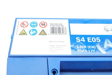 Аккумулятор (акб) 60ah (ампер) 12вольт bosch 0092S4E051