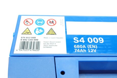 Аккумулятор (акб) 74ah (ампер) bosch 0092S40090