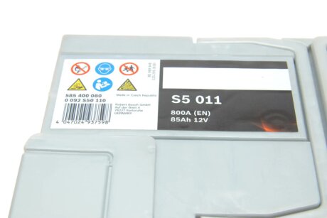 Акумулятор (акб) 85ah (ампер) bosch 0092S50110