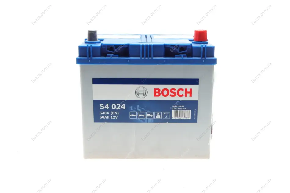 Аккумулятор S4 Silver Asia 12V 60Ah 540A [-/+] 232x173x225 bosch 0 092 S40 240