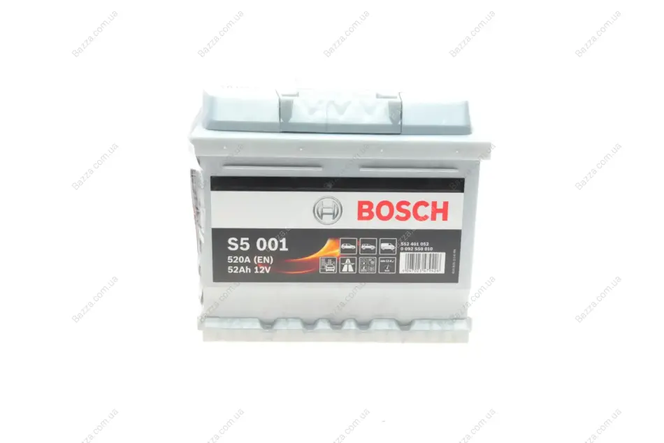 Аккумулятор S5 Silver Plus 12V 52Ah 520A [-/+] 207x175x175 bosch 0 092 S50 010