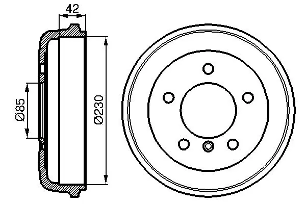BOSCH DB Барабан тормозной задний 207-210 230X42 bosch 0986477101