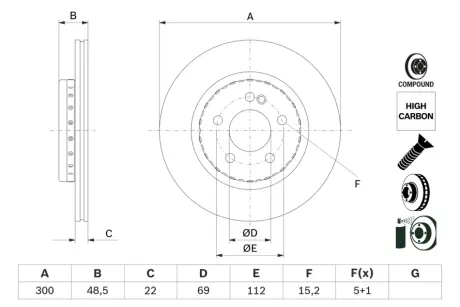 BOSCH DB Диск гальмівний задній W205/W213 bosch 0986479H50