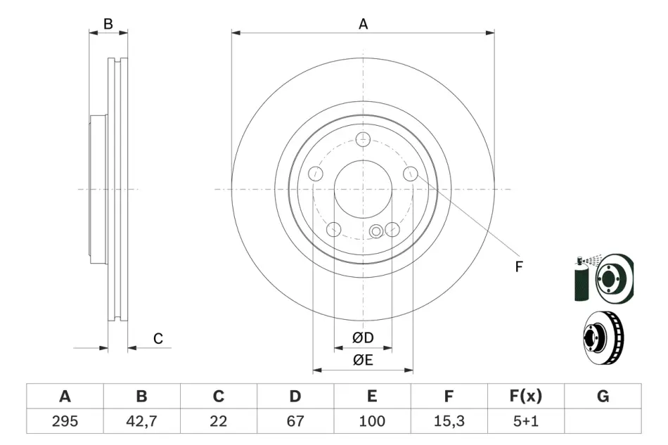 BOSCH диск гальм задн. DB A176 Bosch 0986479F75 (фото 1)