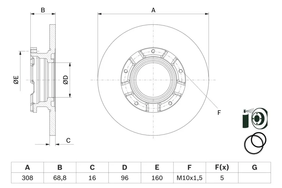 BOSCH диск гальм задн. FORD TRANSIT 12- Bosch 0986479F62 (фото 1)