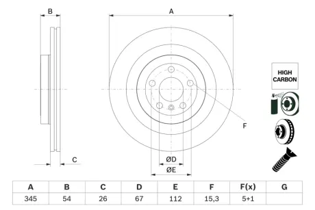BOSCH Диск торм. зад. DB GL X166 -15 bosch 0986479F69