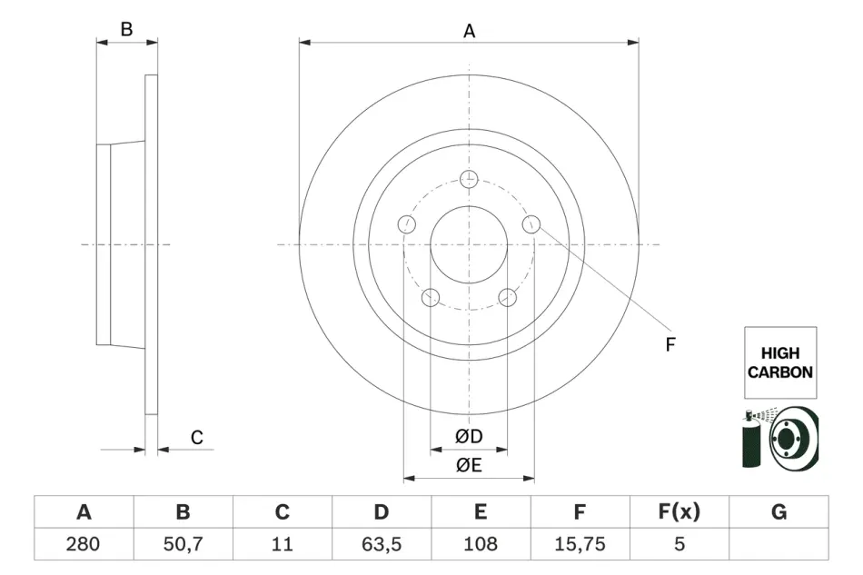 BOSCH Диск торм зад. FORD TOURNEO CONNECT 13- bosch 0986479G71