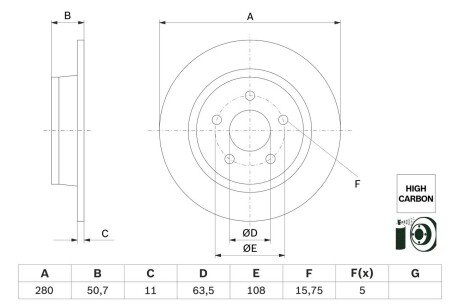 Диск торм зад. FORD TOURNEO CONNECT 13- bosch 0986479G71 на Форд Connect