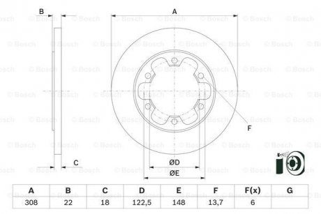 Диск торм. зад. FORD TRANSIT 15- bosch 0986479D43 на Форд Транзит