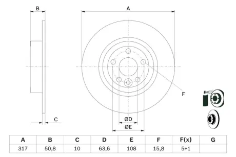 BOSCH Диск торм. задн. LAND ROVER 11- bosch 0986479E58