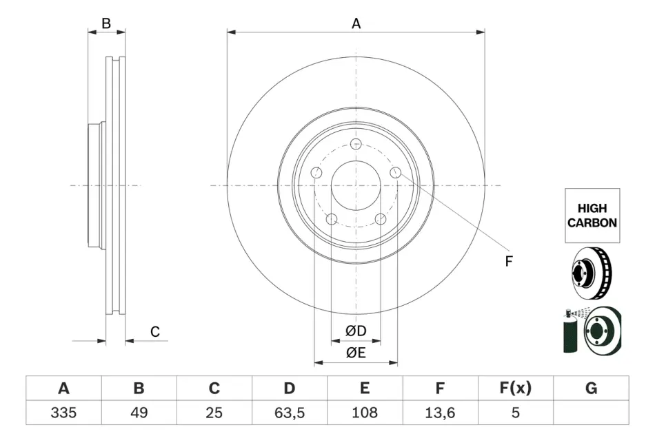 BOSCH FORD Гальмівний диск передн. FOCUS III 2.0 12- Bosch 0986479F80 (фото 1)