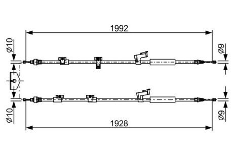 FORD Трос ручного тормоза задн. 1990/1885+1925/1805 мм GRAND C-MAX 10- bosch 1987482494 на Форд Grand C-Max