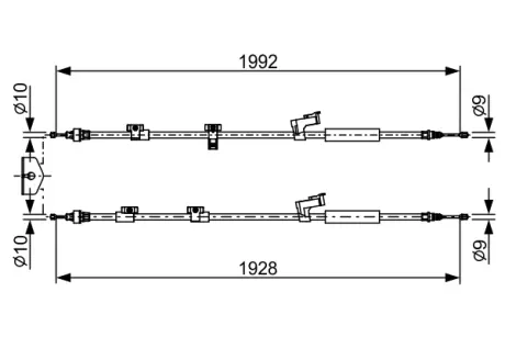 BOSCH FORD Трос ручного тормоза задн. 1990/1885+1925/1805 мм GRAND C-MAX 10- bosch 1987482494 Форд С-макс